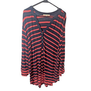 Striped Women's Plus Size 3X Top Shirt Blouse Henley Roll Tab Vneck 41 Hawthorne